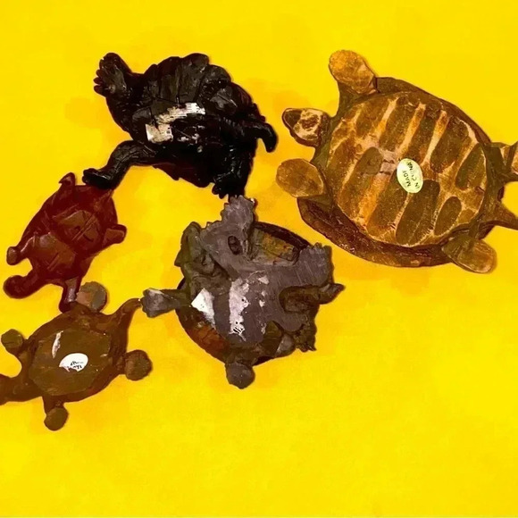 Five Miniature Turtles Collection Some Wooden Some Stone All Very Cute 🐢🐢 - Picture 5 of 16